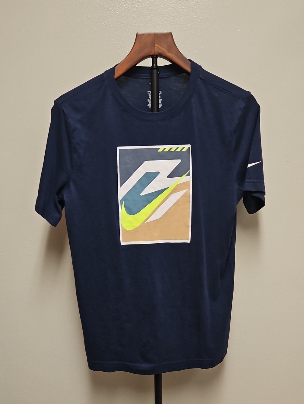 Nike Navy Short Sleeve T-Shirt with Neon Graphic